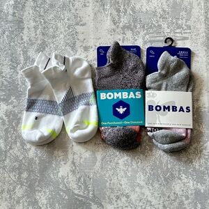 Bombas 3-Pack Athletic Ankle Socks — White, Gray, Charcoal